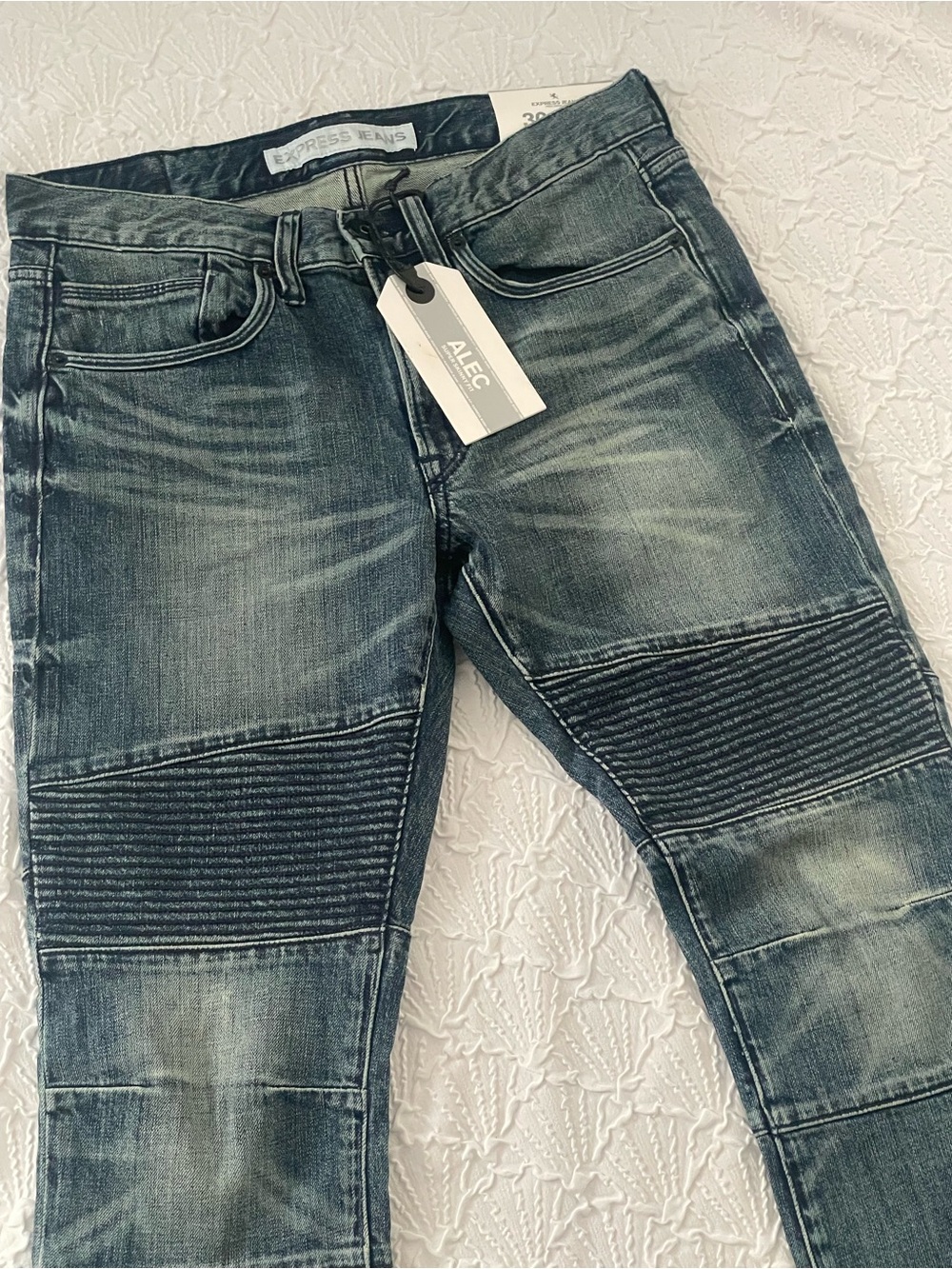 Express Alec Men's Super Skinny Moto Jeans Sz 30 x 30